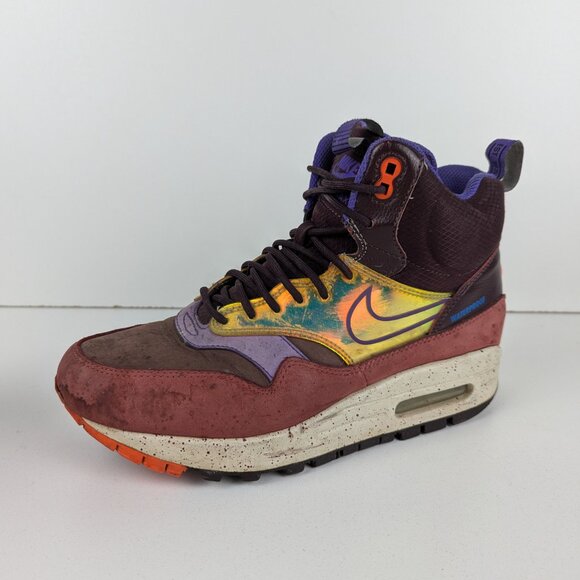 Nike Air Max 1 Sneakerboot Mid Deep Burgundy Iridescent 685269 600 W 7.5 | M 6. - Picture 4 of 9